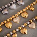 Crystal Heart Elastic and Chain Bracelets in Three Metal Finishes view 4