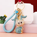 Mixed Jeweled Bent Ear and Long Leg Rabbit Keychains with Wrist Loops view 10