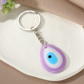 Silver Tone Teardrop Resin Evil Eye Split Ring Keychains view 7