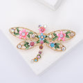 Floral Enamel Dragonfly Brooch with Crystal Tail Clothing Pin view 7