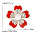 Five Petal Flower Brooch with Polished Metal and Decorative Accents view 6