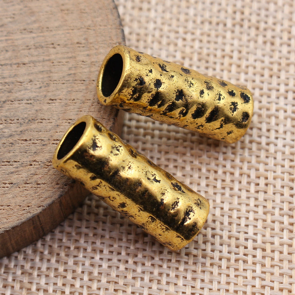 24x9.6x9.6mm 4.7g Multicolor Zinc Alloy Hammered Long Tube Spacer Beads for Dreadlock Jewelry Making