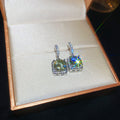 Square Crystal Drop Earrings in White and Pale Green Options view 7
