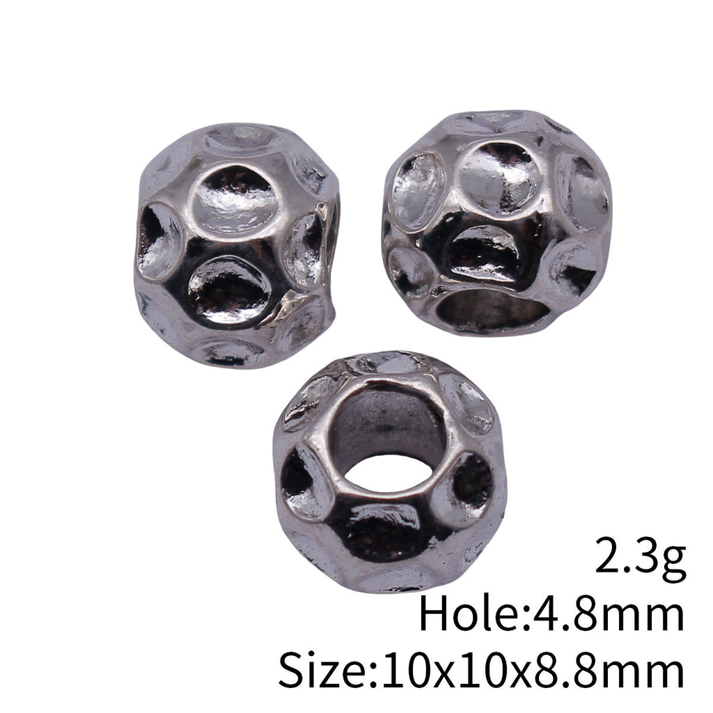 10x10x8.8mm 2.3g Antique Silver Zinc Alloy Hammered Spacer Large Hole Beads for Bracelet Jewelry Making