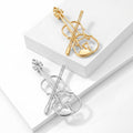 Violin and Bow Brooch in Silver or Gold Tone Metal view 2