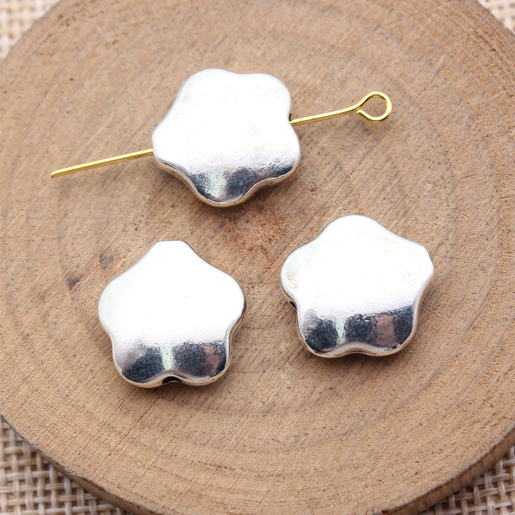 15x15x5mm 3.3g Antique Silver Zinc Alloy Flower Loose Metal Beads for DIY Bracelet Jewelry Making