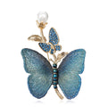 Mesh Wing Butterfly Brooch Pearl Bud Crystal Accent Pin view 1
