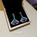 Multicolor Fan Crystal Drop Earrings with Reflective Details view 2