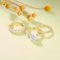Three-Piece Round Clear Stone Ring Set In Gold, Silver, And Rose Tones view 4