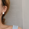 Gold Tone Irregular Translucent Stud Earrings In White Blue And Green view 3