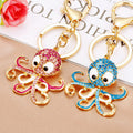 Jeweled Octopus Keychains in Pink and Blue with Braided Options view 3