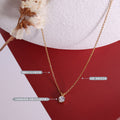 Round Solitaire Zircon Pendant Necklace in Three Metal Tones view 2