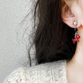 Silver Star And Red Horse Drop Earrings Statement Jewelry view 4