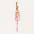 Pink Beaded Letter Keychain Initial Charm Cord Bag Clip view 11