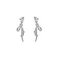 Silver Star and Ribbon Bow Extra Long Dangle Stud Earrings view 5