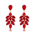 Aqua Green Leaf Tassel Crystal Five Designs Metal Dangle Earrings view 7