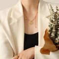 Gold Ball Chain Necklace Good Luck Disc Star Y Drop view 4