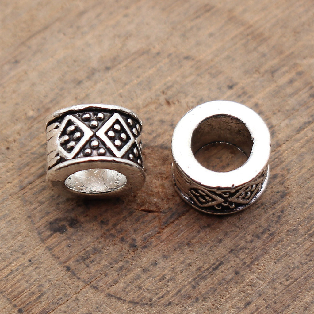7.8x7.8x5.2mm 0.82g Multicolor Zinc Alloy Geometric Diamond Pattern Large Hole Spacer Beads for Bracelet Making