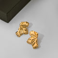 Abstract Crinkled Leaf Pair Statement Stud Earrings view 6
