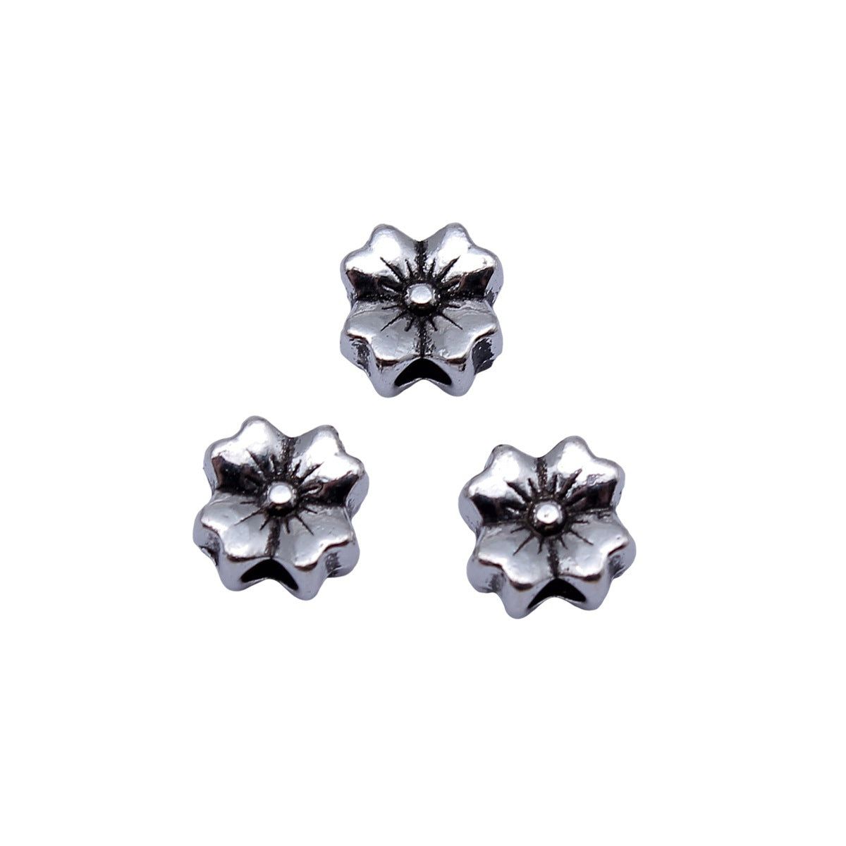 8.6x8.6x4.9mm 1g Antique Silver Zinc Alloy Flower Spacer Beads for DIY Necklace Bracelet Jewelry Making
