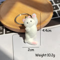 White Flocked Cat Plush Keychains Standing Sitting 2 Poses view 4