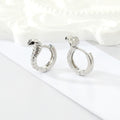Gold and Silver Tone Sculpted Cobra Huggie Earrings view 3