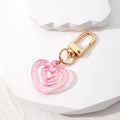 Gold Tone Iridescent Acrylic Heart and Gem Clip Keychains view 2