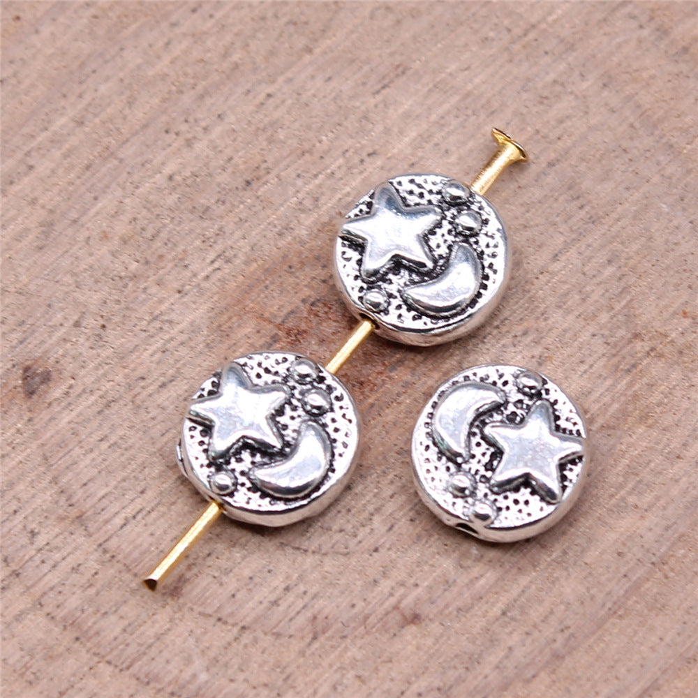 9x9mm 1g Multicolor Zinc Alloy Moon and Star Small Hole Beads for Bracelet Necklace DIY Jewelry
