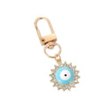 Gold Tone Crystal Heart and Sun Evil Eye Clip Keychains view 5