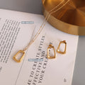 Geometric Open Square Pendant Necklace Gold Or Steel view 2