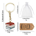 Back To School Stacked Books Keychain Gold Ring Red Blue view 2