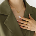 Gold Interlocking Double Ring Pendant Necklace Metal Alloy view 4