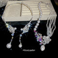 Silver Tone Pearl Wing Statement Necklace in Two Designs view 2