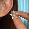 Silver Tone Crystal Floral Star Cluster Statement Ear Cuff view 4