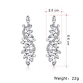 Silver Tone Crystal Leaf Sweep Tassel Crystal Metal Dangle Earrings view 2