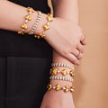 Crystal Leaf and Heart Bracelets in Gold and Silver Tone view 2