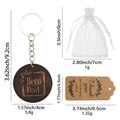 Dark Wood Round Hero Dad Engraved Keychain Ring Metal Charm view 2