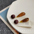 Burgundy Round Top And Amber Long Teardrop Drop Stud Earrings view 3