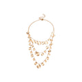 Three Tier Hammered Disc Necklace in Gold and Silver Tones view 5