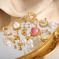 Metal Heart Pearl Earring Assortment Gold Steel Rose Gold view 2