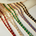 Gold Y-Lariat Necklace Rectangular Color Stones Purple Black view 2