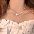 Silver Chip Pearl Geometric Bead Necklace Ten Styles view 4