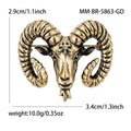 Sculpted Ram Head Brooch in Antique Gold and Silver Tones view 6