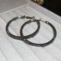 Black Crystal Textured Oversized Hoop Earrings Fashion Jewelry view 6