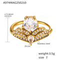Crown Side-Open Zircon Statement Rings Gold Steel Multicolor view 7