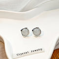 Pink Jelly Cabochon Square Stud Earrings Silver Frame view 4
