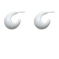 Glossy White Chunky C Shape Resin Hoop Stud Earrings For Women view 5