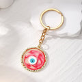Gold Tone Marbled Round Evil Eye Split Ring Keychains in Six Colors view 3