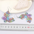 Colorful Printed Openwork Butterfly Large Hook Earrings view 2