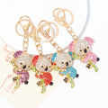 Rhinestone Koala Bear Keychain Bamboo Alloy Gold Clasp view 1